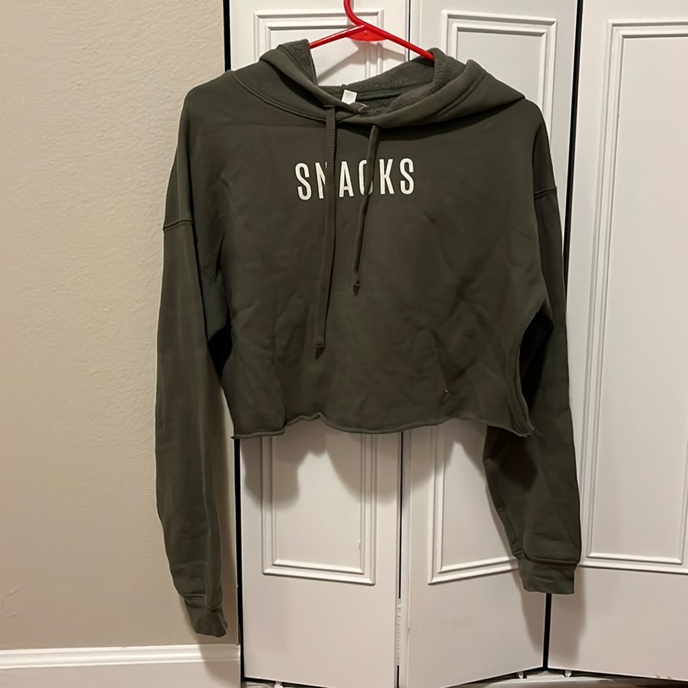 Snacks forest green cropped hoodie